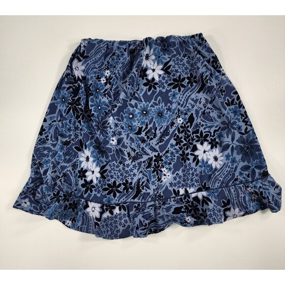 Vintage C. J. Banks Skirt Women's 18W Christopher & Banks Blue Floral On-Knee - Picture 2 of 7